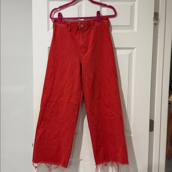 High-Rise Sailor Wide Leg Ankle Jeans - Orange 8 - Picture 2 of 7